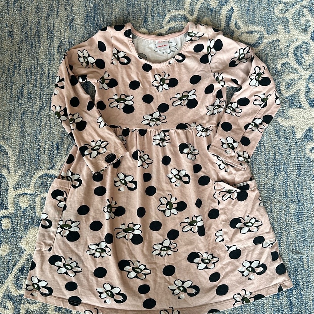 Hannah Andersson light pink floral polka dot dress 6/7 120CM